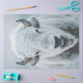 Papier Mousseline Découpage Bison blanc majestueux dans la neige (Artisanat)