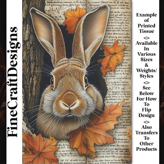 Papier Mousseline Découpage BK7 Ephemera Rabbit Ephemera BK7
