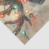 Papier Mousseline Decoupage Black Lab Christmas Lights Antlers (Détail)