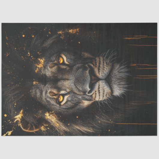 Papier Mousseline Découpage Black Lion Gold Conception Abstraite de (Recto)