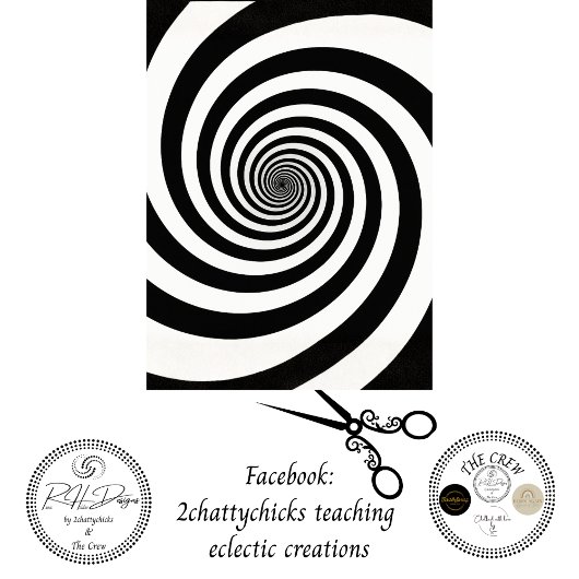 Papier Mousseline Decoupage Black White Spiral Design 