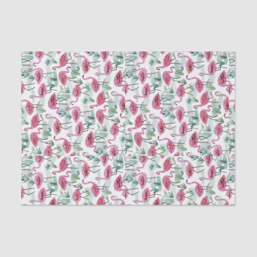 Papier Mousseline Découpage blanc rose Flamant rose Vintage (Recto)