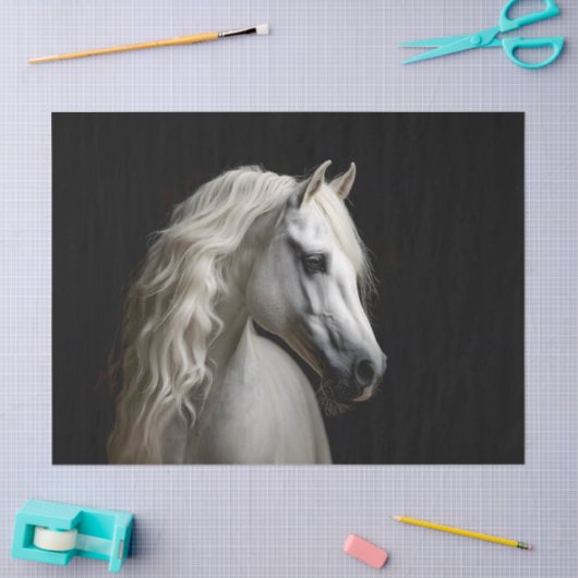 Papier Mousseline Découpage blanche de l'étalon andalou (Artisanat)