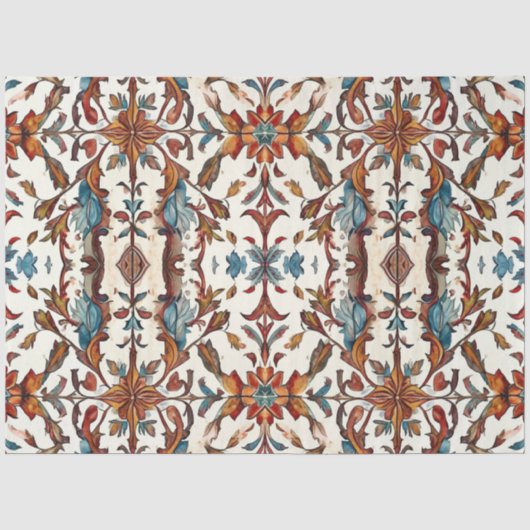 Papier Mousseline Découpage Bleu et Rustique d'Automne (Recto)