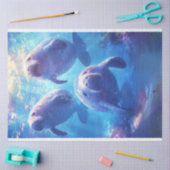 Papier Mousseline Découpage Bleu Océan Eaux Triste Famille Manatee (Artisanat)