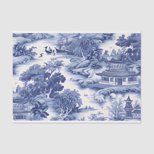 Papier Mousseline Découpage bleu saule (Recto)