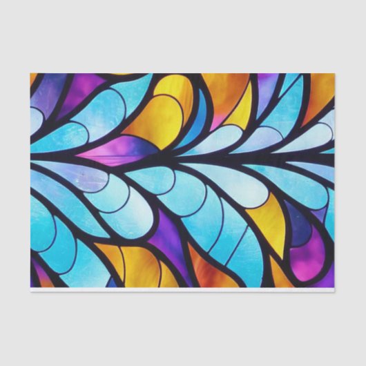 Papier Mousseline Découpage bleu, violet et jaune (Recto)