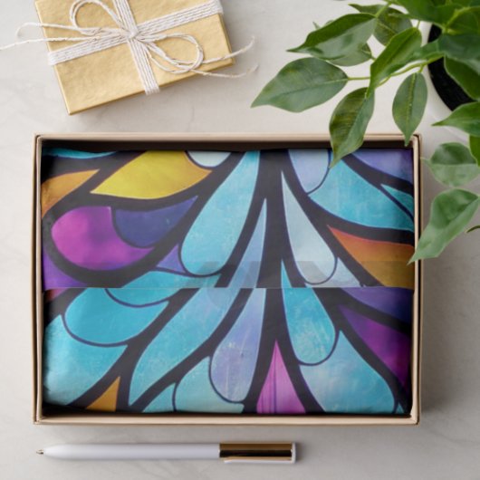 Papier Mousseline Découpage bleu, violet et jaune (Cadeau)