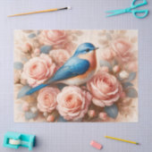 Papier Mousseline Découpage Bluebird et rose pâle Roses (Artisanat)