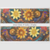 Papier Mousseline Decoupage Boho Floral Drawer Fronts 29x8" (Recto)