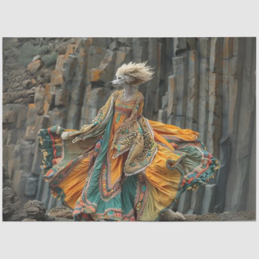 Papier Mousseline Découpage Boho Whimsical Standard Poodé Robe (Recto)