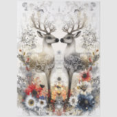 Papier Mousseline Découpage Bold Deer Floral Art de Noël Imprimer (Recto)