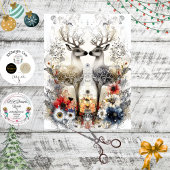 Papier Mousseline Découpage Bold Deer Floral Art de Noël Imprimer