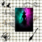 Papier Mousseline Découpage Bonne sorcière enveloppée dans tonnerre