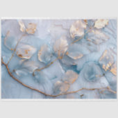 Papier Mousseline Découpage botanique bleu clair et or (Recto)