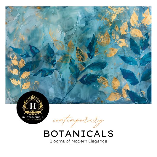 Papier Mousseline Découpage botanique de mariage luxe sarcelle et or