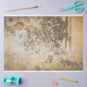 Papier Mousseline Découpage botanique gravée de papillon vintage (Artisanat)