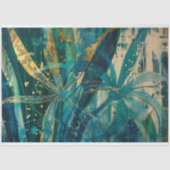 Papier Mousseline Découpage botanique turquoise et Gold Tropical (Recto)