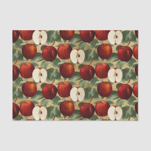 Papier Mousseline Découpage botanique vintage Red Apple (Recto)