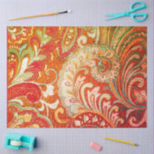 Papier Mousseline Découpage Brocade rouge orange jaune (Artisanat)