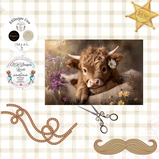 Papier Mousseline Decoupage Brown Baby Highland Wildflowers