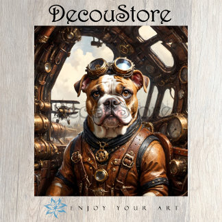 Papier Mousseline Découpage Bulldog Steampunk