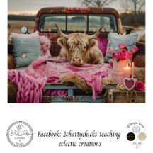 Decoupage camion rose Rusti Highland Saint-Valenti