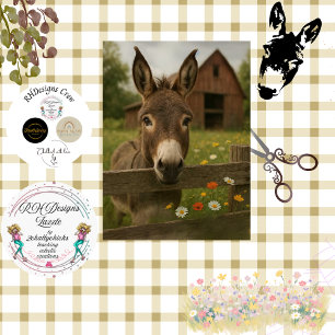 Papier Mousseline Découpage Campagne Donkey Red Grange