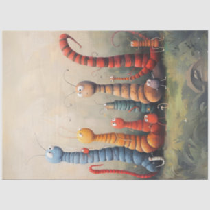 Papier Mousseline Découpage Cartoon Whimsical Bookworts Caterpillar