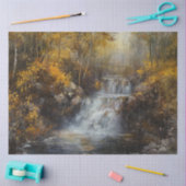 Papier Mousseline Découpage Cascade Scène forestière d'automne (Artisanat)