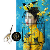 Papier Mousseline Découpage Casquette de cage à oiseaux bleu jaune v