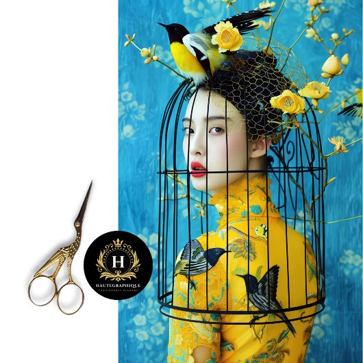 Papier Mousseline Découpage Casquette de cage à oiseaux bleu jaune v