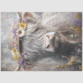 Papier Mousseline Découpage Casquette Whimsical Highland Vache Flowe (Recto)