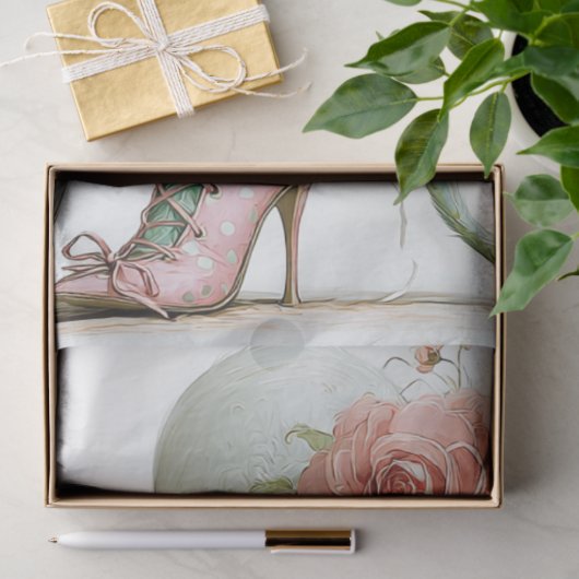 Papier Mousseline Decoupage Catwalk Green Cat Parasol Polka Dot Boot (Cadeau)