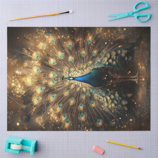 Papier Mousseline Decoupage Celestial Peacock Regal Elegance (Artisanat)