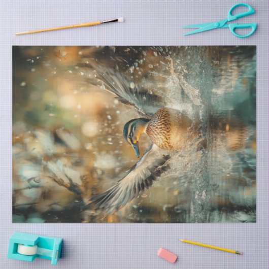 Papier Mousseline Découpage Chasse Mallard Canard Atterrissage (Artisanat)