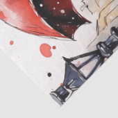 Papier Mousseline Découpage Chat avec parapluie rouge marchant sous (Détail)