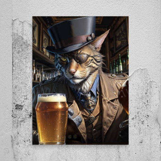 Papier Mousseline Découpage - Chat borgne gangster avec cache-œil -