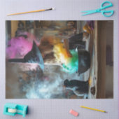 Papier Mousseline Découpage Chat noir regarder des sorcières brasser (Artisanat)