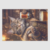 Papier Mousseline Découpage - Chat Steampunk avec bière - (Recto)
