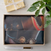 Papier Mousseline Découpage - chat Steampunk avec chapeau et guitare (Cadeau)