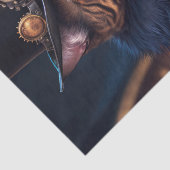 Papier Mousseline Découpage - chat Steampunk avec chapeau et guitare (Détail)