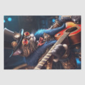Papier Mousseline Découpage - chat Steampunk avec chapeau et guitare (Recto)