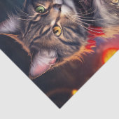 Papier Mousseline Découpage - chat Steampunk jouant de la guitare - (Détail)