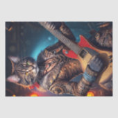 Papier Mousseline Découpage - chat Steampunk jouant de la guitare - (Recto)