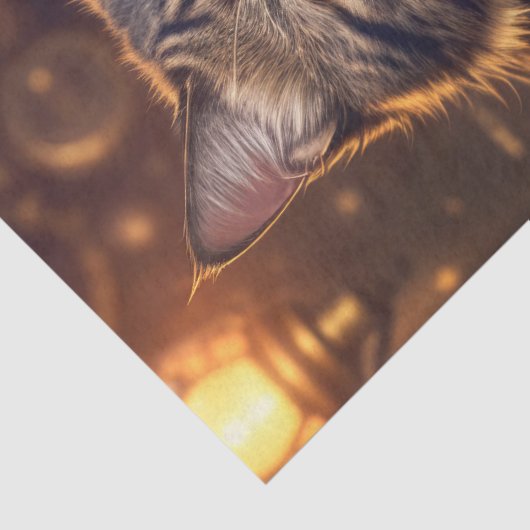 Papier Mousseline Découpage - chat vapeur avec bière - (Détail)