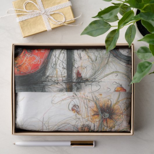 Papier Mousseline Découpage Chat Whimsical à Stiletto Fall (Cadeau)