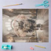 Papier Mousseline Découpage Chat Whimsical sur la dentelle des perle (Artisanat)