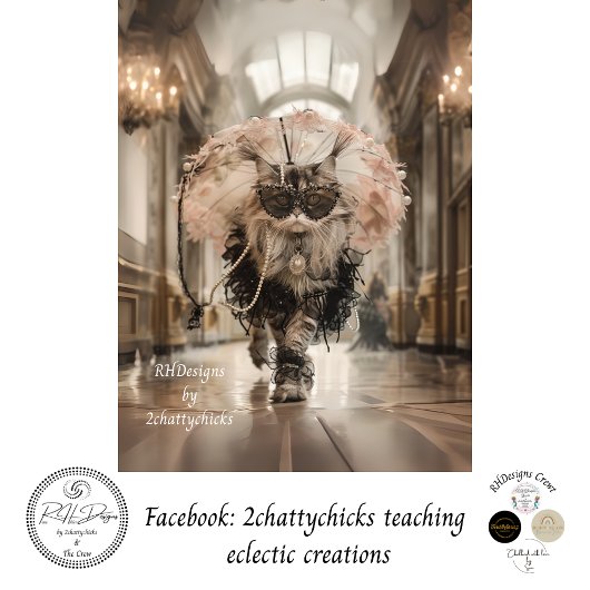 Papier Mousseline Découpage Chat Whimsical sur la dentelle des perle