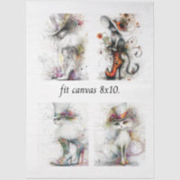 Decoupage Chats Fantaisistes Adapté pour Toile 8 x